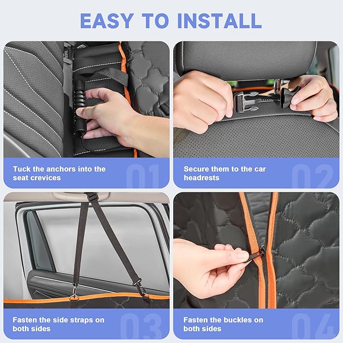 Dog Car Seat Cover for Back Seat - Back Seat Extender for Dogs with Hard Bottom Holds 400 lbs, Waterproof Car Seat Protector for Dogs with Mesh Window, Dog Hammock for Car, SUV, Truck