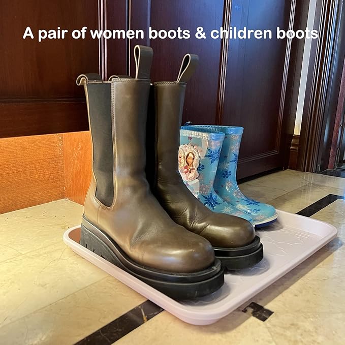 Boot Tray and Multi-Purpose Mat, 2 Packs in 16.7"x12.8", Waterproof, Raised Edge for Boots, Shoes and Pets Indoor/Outdoor