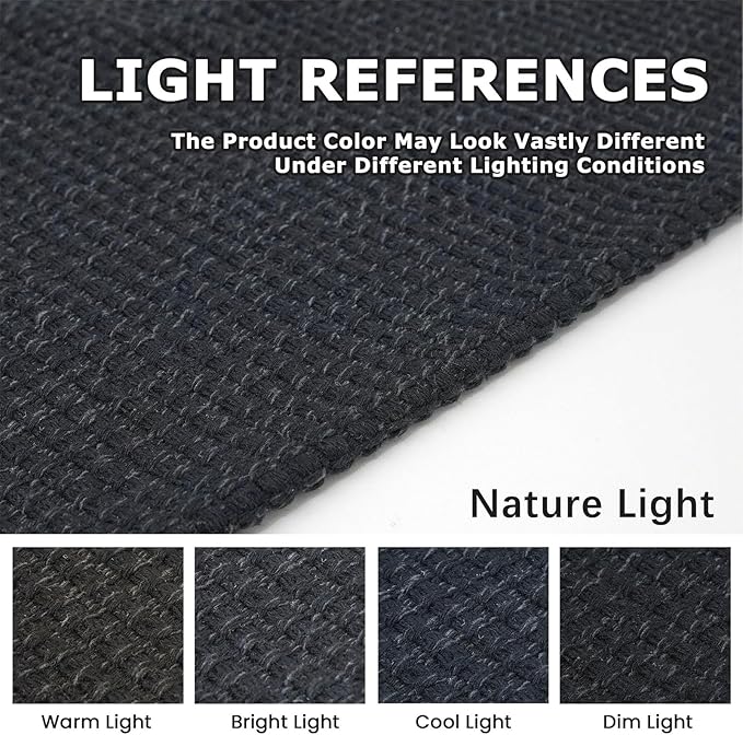 KOZYFLY Long Runners for Hallways 2x12 ft Washable Kitchen Runner Non Slip Rubber Backed Hallway Rugs Cotton Entryway Runner Rug Floor Carpet for Indoor Hall, Backdoor, Kitchen, Black/Dark Grey