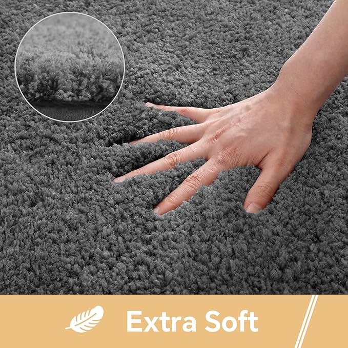 Dark Gray Bathroom Rugs 20"x32" - Soft Plush Bath Mat, Non Slip Absorbent Microfiber Bathroom Rug, Machine Washable Floor Mat - Perfect for Vanity, Sink or Bathtub Area