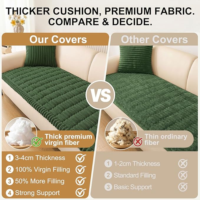 Smiry Couch Cover for Dogs, Non Slip Washable Sofa Protector for Pets, Soft Furniture Cover for Pet, Stylish Sofa Covers, Cozy Protect Against Fur, Dirt & Everyday Messes (Dark Green, 35.4" x 95")