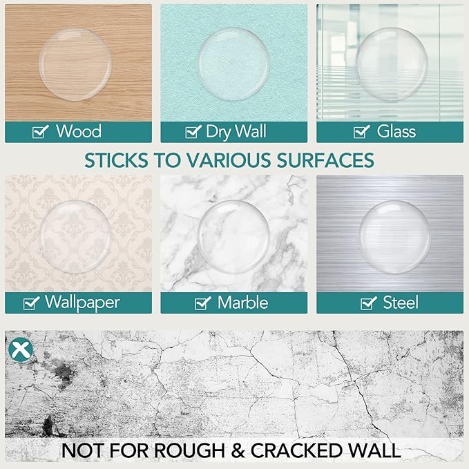 Door Stoppers for Wall, Etybetopstar 12Pack 1.57" Rubber Door Knob Wall Protectors, Strong Self-Adhesive Door Bumpers for Wall, Quiet & Shock-Absorbing Door Handle Stopper, Clear