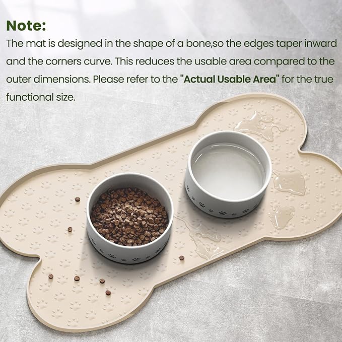 Dog Food Mat Anti-Slip Silicone Dog Bowl Mat Thicker Pet Placemat Waterproof Cat Feeder Pad with Raised Edge Puppy Kitten Feeding Mats Suitable Small Medium-Sized Dogs Cats Eating Tray