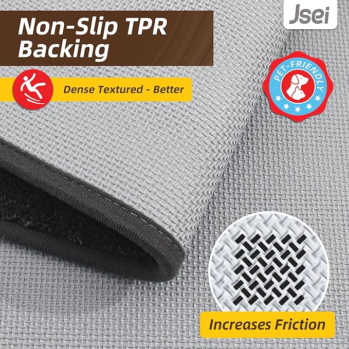 JSEI Entryway Rugs Doormat 32"x48", Non-Slip Dirt Trapper Door Mats Indoor, Washable Absorbent and Stain Resist Welcome Floor Mat for Front Door, Dog Door Mat, Muddy Wet Shoes & Paws, Dark Grey
