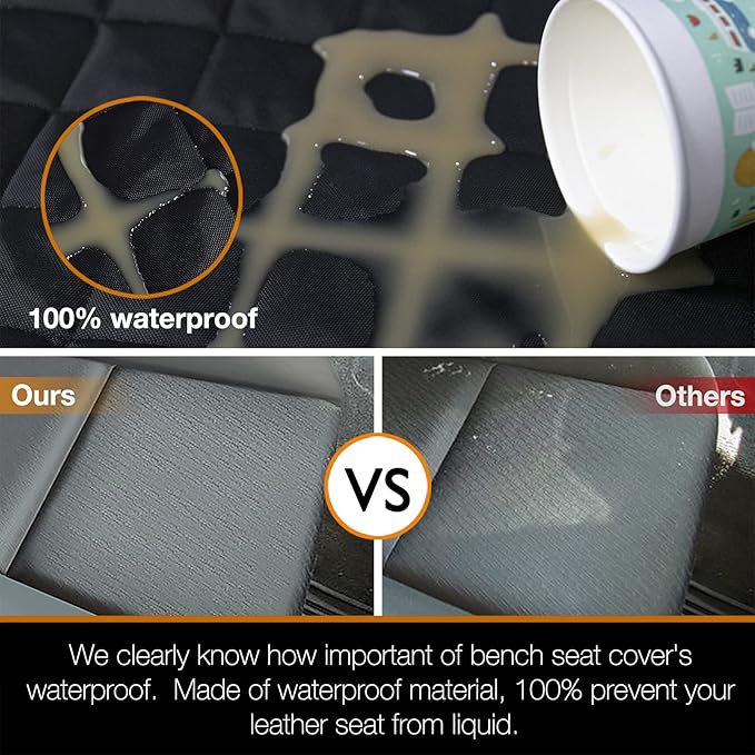 iBuddy Car Seat Cover Waterproof Back Seat Cover for Kids and Dogs Without Smell Heavy Duty and Nonslip Rear Seat Protector Non Stick Fur Bench Seat Cover for SUV Van Easy to Install Machine Washable