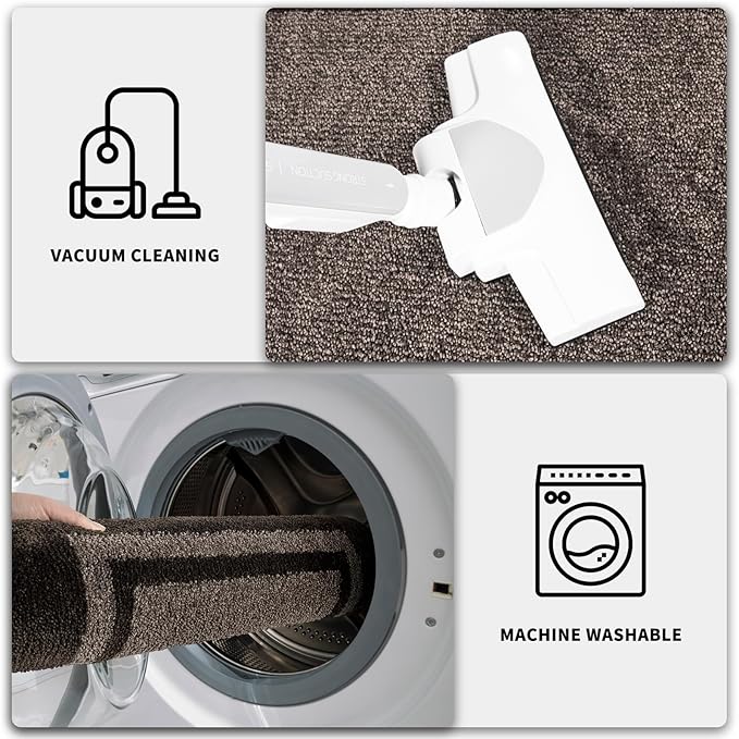 PURRUGS Dirt Trapping Door Mat 24" x 70", Non-Slip Machine Washable Entryway Rug, Entrance Mat, Indoor Front Door Mat, Super Absorbent Entry Rug for Muddy Shoes & Paws, Grayish Brown & Coffee