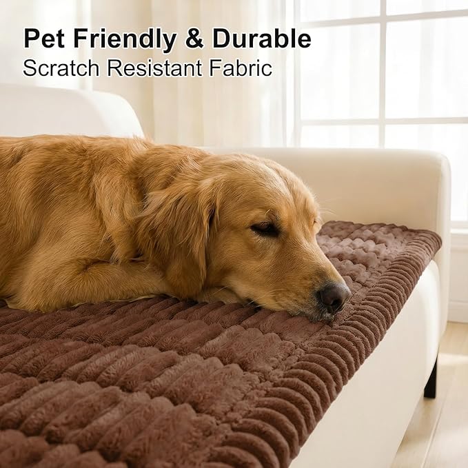 Smiry Couch Cover for Dogs, Non Slip Washable Sofa Protector for Pets, Soft Furniture Cover for Pet, Stylish Sofa Covers, Cozy Protect Against Fur, Dirt & Everyday Messes (Brown, 35.4" x 70.9")