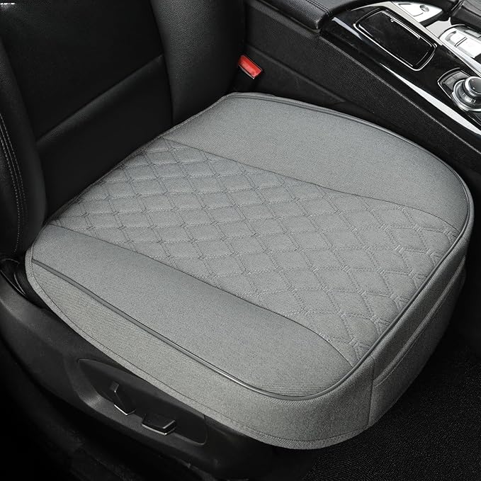 West Llama Linen Front Car Seat Cover Protector Anti-Slip Bottom Seat Cover Fits 95% of Vehicles,Wrapping Around The Bottom,Diamond Pattern(Gray-2Pcs)