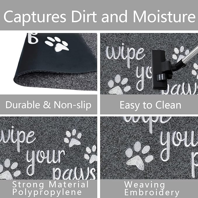 Large Welcome Mats Funny Text Dog Door Mat Do Not Knock We Know You're Here Doormat with Rubber for Outside Entryway Mat for Back Front Door Entrance Doormat 18"x47" Grey