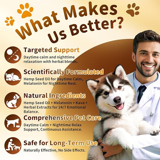 Dog Calming & Melatonin Drops, Day & Night Calm Support Set, Soothe Separation & Stress, Enhance Calmness & Sleep with Valerian Root, Ashwagandha, GABA, Melatonin, Chicken Flavor, 2 FL.Oz