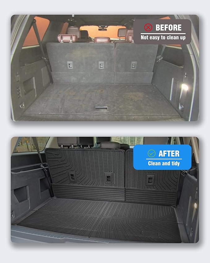 Cargo Liners Backrest Mat for Ford Expedition Max/Lincoln Navigator L Accessories 2018-2024 with Hook&Loop Rear Trunk Mat Rear Seat Back Cover Protector All Weather Anti-Slip Split Dog Liner