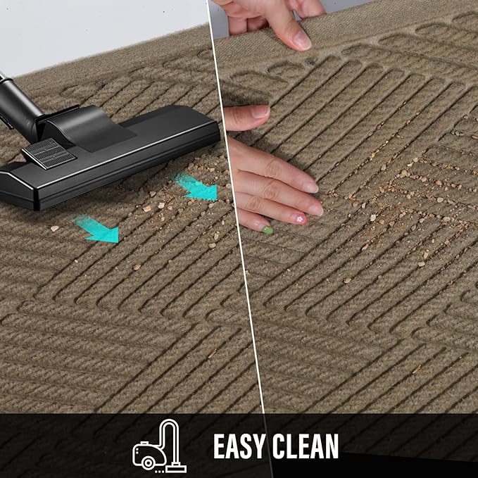 Sturdy Front Door Mat, Absorbent Muddy Dirt Resist Welcome Door Mats Outdoor Indoor, Stain and Fade Resistant, Non-Slip Rubber Backing Low Profile Doormat for Entryway, 47×32, Beige