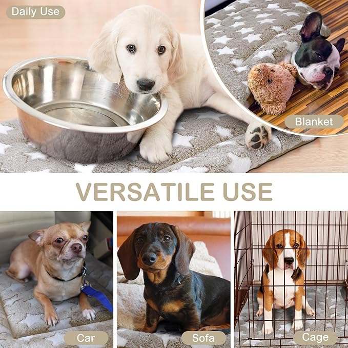 VitalCozy 4 Pcs Dog Crate Pads, Ultra Soft Warm Washable Anti-Slip Kennel Bed Mat for Pets, Reversible, Replaceable, Cage Liner for Small Medium Large Dogs and Cats(18 x 14 x 1.6 Inch,Star,Apricot)