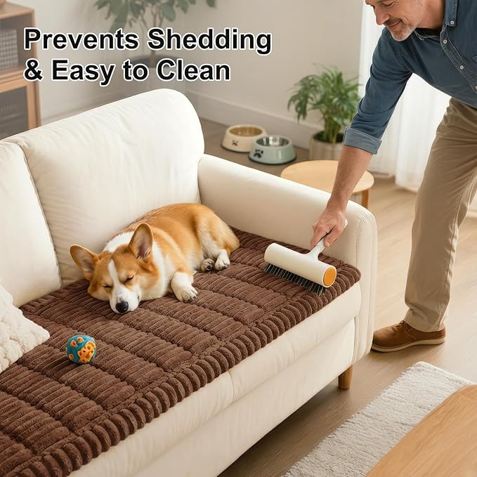 Smiry Couch Cover for Dogs, Non Slip Washable Sofa Protector for Pets, Soft Furniture Cover for Pet, Stylish Sofa Covers, Cozy Protect Against Fur, Dirt & Everyday Messes (Brown, 35.4" x 63")