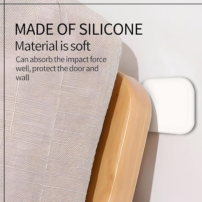 6 Pcs Square Door Stoppers Wall Protectors, Self Adhesive Door Stopper Silicone Bumper, Wall Guards Behind Door Handle Protector for Shower Bedroom Door Knob (Black & White & Grey)