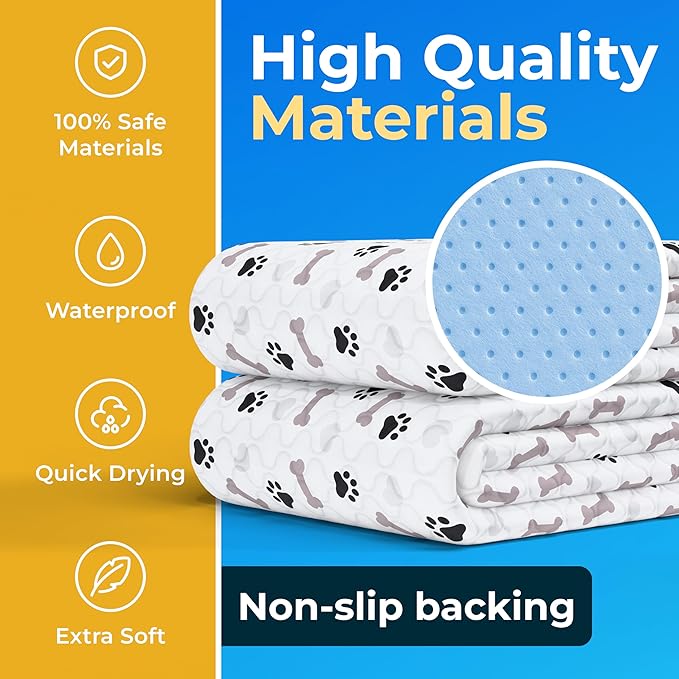 GREEN LIFESTYLE Washable Pee Pads for Dogs - Waterproof Reusable Puppy Pads with Anti-Slip Backing, Pet Training Pad for Puppy Playpen, Crate, Whelping Box, Potty Training (Pack of 6-34x36)