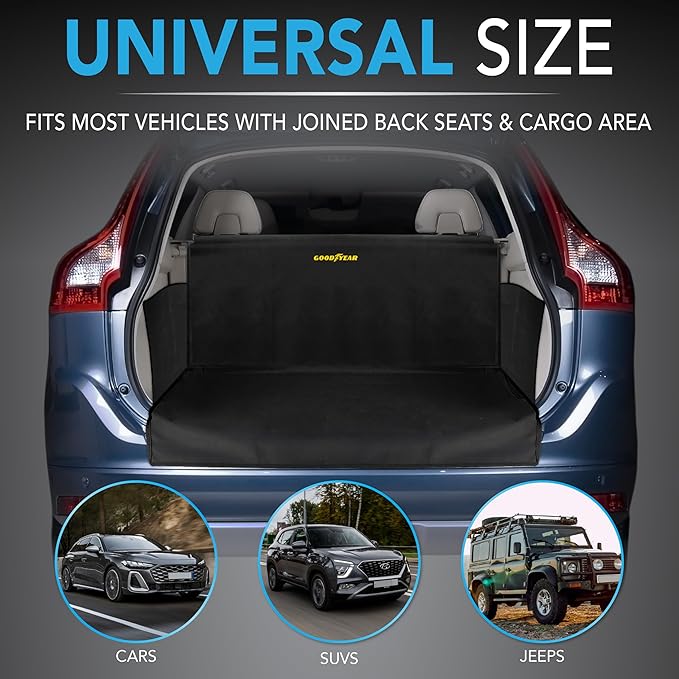 GOODYEAR Water Resistant SUV Cargo Cover Heavy-Duty Trunk Protector for Dogs, Durable Liner with Side Walls, Pet Mat, Large Size