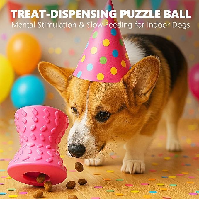 Doudele Dog Puzzle Toys, Treat-Dispensing Puzzle Ball for Small & Medium Dogs – Interactive Rolling Rubber Toy for Training, Mental Stimulation & Slow Feeding
