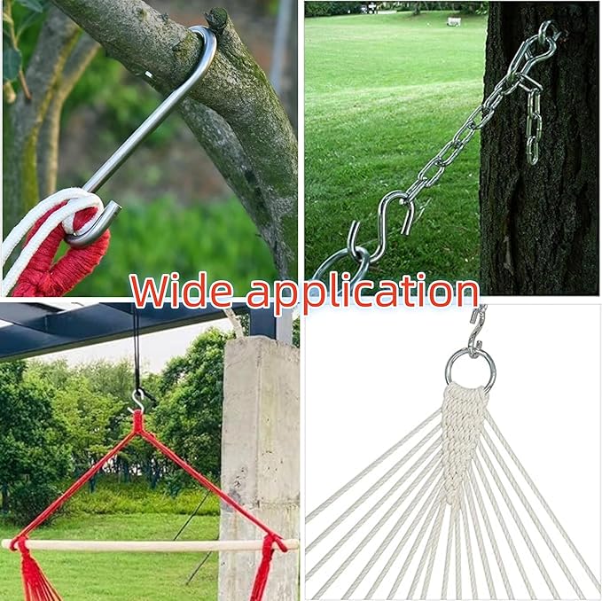 304 Stainless Steel S Hook, S Hook Metal Hanging Practical Hook Connecting Hook for Item Hanging (Dia:5/16in(8mm)-4PCS)