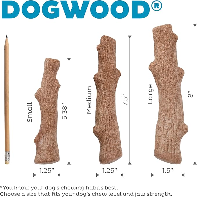 Outward Hound Dogwood Durable Dog Chew Toys, Real Wood & Mesquite, 2-Pack, Medium