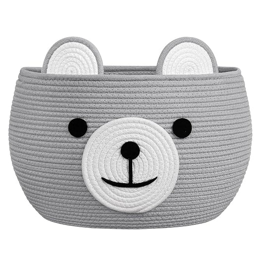 CherryNow Baby Basket for Nursery, Baby Boy Gift Baskets Empty, Decorative Woven Basket for Toys Organizer Living Room, Light Gray, 15.7"D x 10.5"H