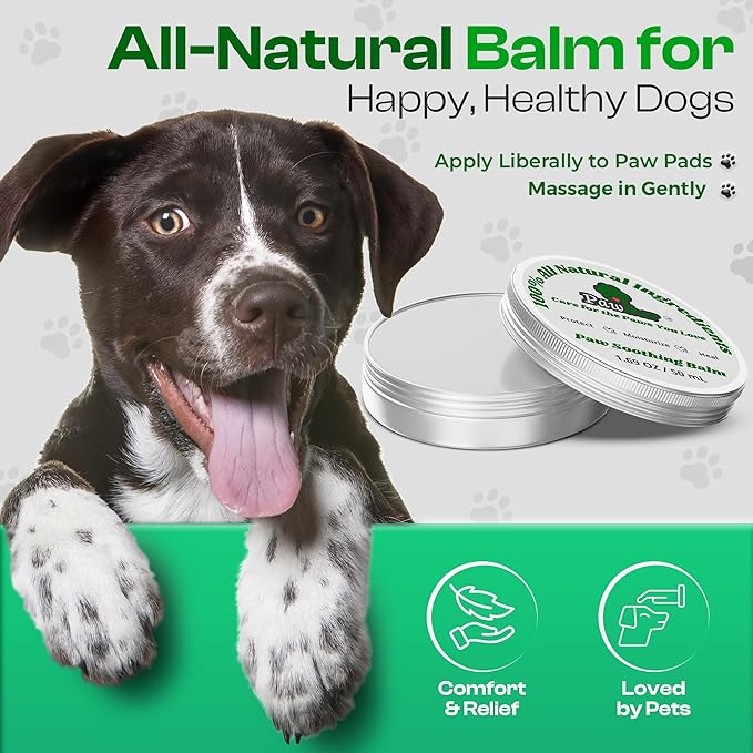 Dog Paw Balm - All Weather Paw Balm Dogs Lick Safe - Natural Argan Grape Seed Olive Oil - Protects Moisturizes Heals Dry Cracked Paws Nose Elbow - 1.69 oz