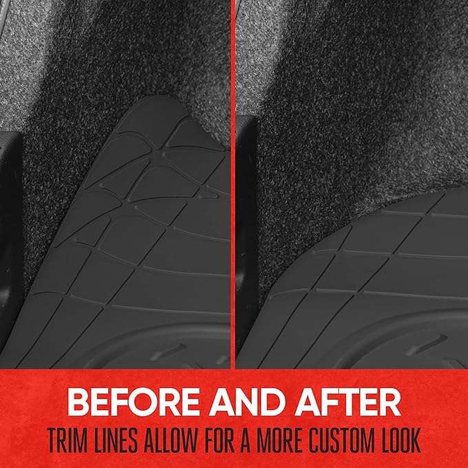 Motor Trend Heavy Duty Utility Cargo Liner Floor Mats for Car Truck SUV, Trimmable to Fit Trunk, All Weather Protection Black 31.5" x 50" BK