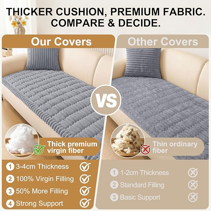 Smiry Couch Cover for Dogs, Non Slip Washable Sofa Protector for Pets, Soft Furniture Cover for Pet, Stylish Sofa Covers, Cozy Protect Against Fur, Dirt & Everyday Messes (Grey, 35.4" x 63")