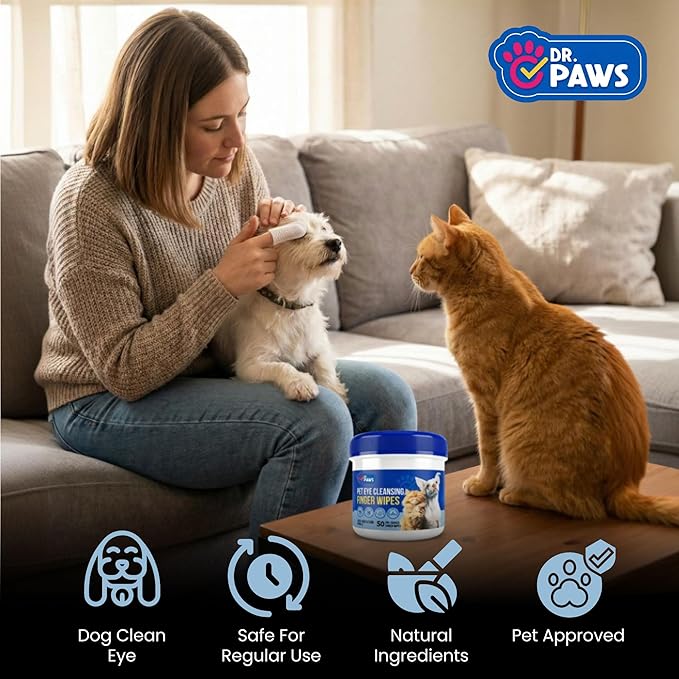Pet Eye Cleansing Finger Wipes - Zero Irritation Formula Dog Eye Wipes, Eye Wipes for Dogs, Dog Eye Wipes Tear Stain Remover, Cat Eye Wipes, Dog Eye Wipes for Discharge & Crust