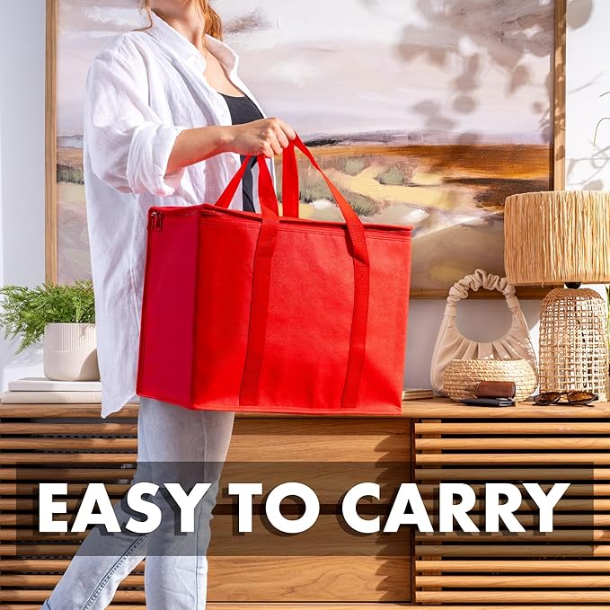 Carrywell Insulated Reusable Grocery Bags 2-Pack, Catering and Delivery Bag For Hot and Cold Food, Collapsible Thermal Tote For Doordash, Not-Made In China