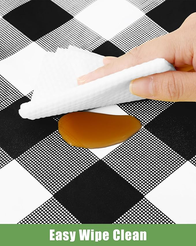 Smiry 8 Packs Gingham Disposable Table Cloth, 54 x 108 Inch Waterproof Plastic Tablecloth, Rectangle Black and White Checkered Table Covers for Picnic, Birthday, Party