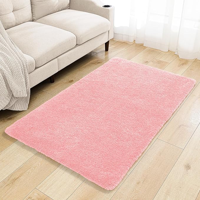 Pink Bathroom Rugs 36"x60" - Extra Large Microfiber Bath Mat, Non Slip Absorbent and Washable Bathroom Rug, Plush Fluffy Floor Mat - Ideal for Spacious Bathrooms or Bedrooms