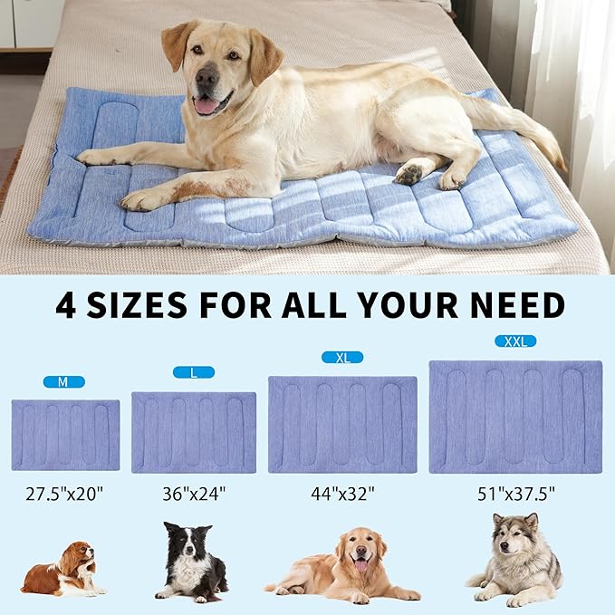 MARUNDA Dog Cooling Mat, No Need to Freeze Or Refrigerate This Cool Pet Pad Cat Mats- Keep Your Pet Cool, Machine Washable (44" x 32"- XL-Crate)