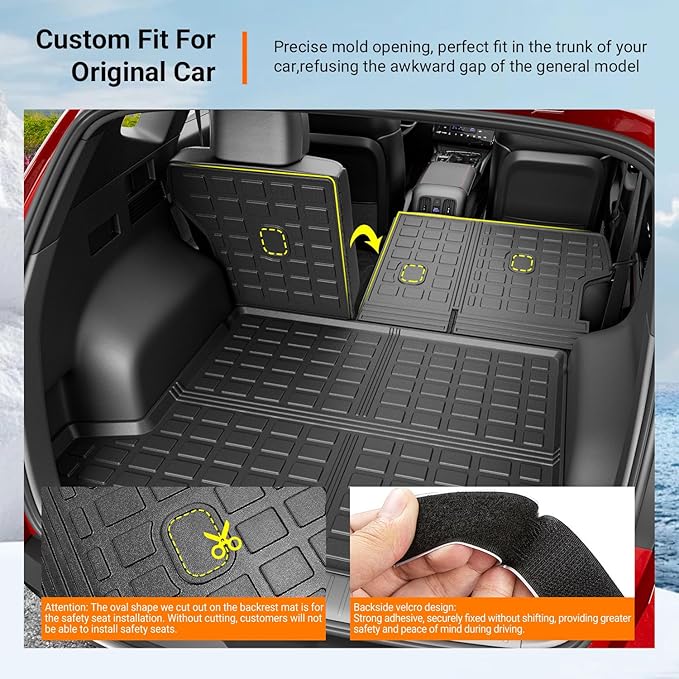 powoq Cargo Mat Compatible with 2022-2025 2026 Tucson Trunk Mat Cargo Liner TPE All Weather Protection Trunk Liner Backrest Replacement for 2022-2025 2026 Tucson Accessories (Trunk Mat+Backrest Mats)