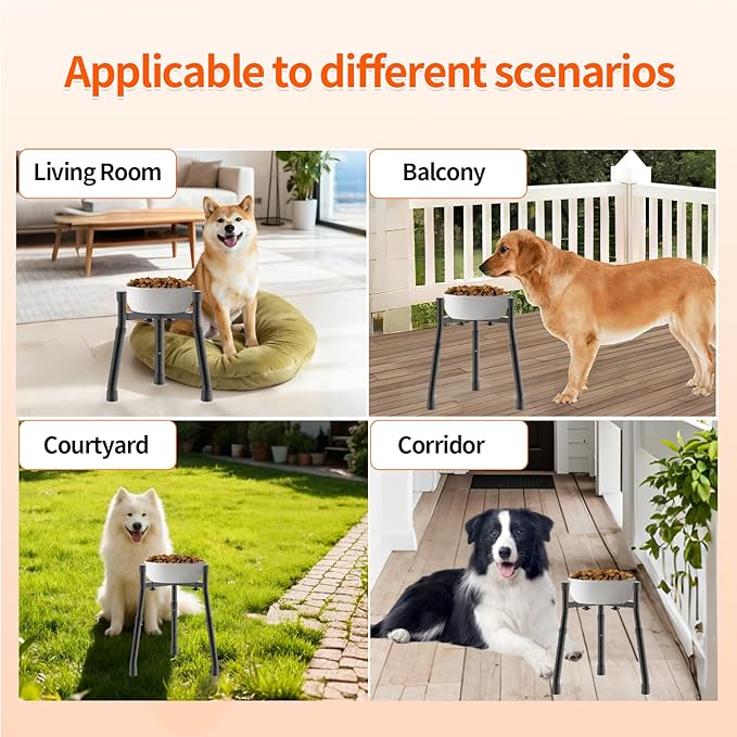 Elevated Dog Bowls Stand with Adjustable Height and Width [Stand Only], Raised Dog Bowl Stand, Elevated Pet Water & Food Feeder for Small&Medium Dogs, Adjustable Wide 6.3"-10.2", 3 Height Adjustment