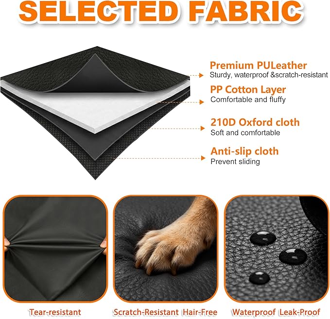 SUV Liner for Dogs, Waterproof Dog Trunk Cover with Bumper Flap Protector, PU Large Size Universal Fit, Black