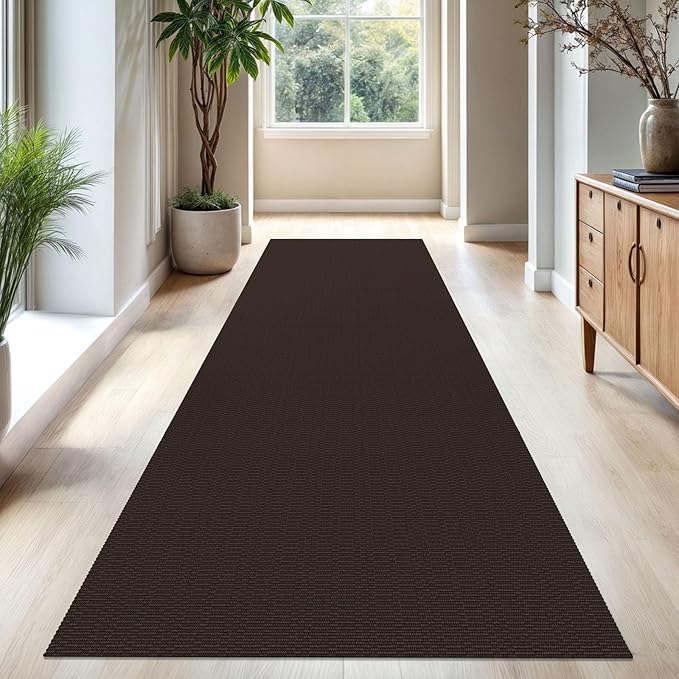 KOZYFLY Washable Runner Rug 3x10 ft Hallway Kitchen Runner Rugs with Rubber Backing Bobo Entryway Runner Indoor, Long Carpet Runners for Hall Kitchen Entryway, Dark Coffee/Brown