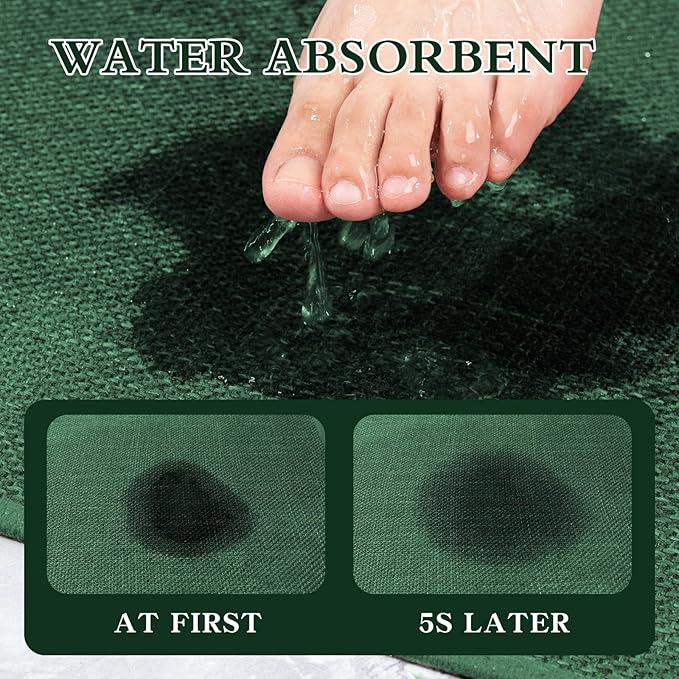 chakme Bathroom Rugs Mat 47x25, Ultra Thin Non Slip Bath Mat Large Quick Dry Absorbent Bath Mat for Bathroom Floor, (Green, 47"x25")