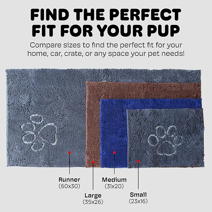 Dog Gone Smart Dirty Dog Doormat - Fast Drying Rug with Super Gripper Backing for Clean Floors - Super Absorbent and Machine Washable Mat for Muddy Paws - Aqua