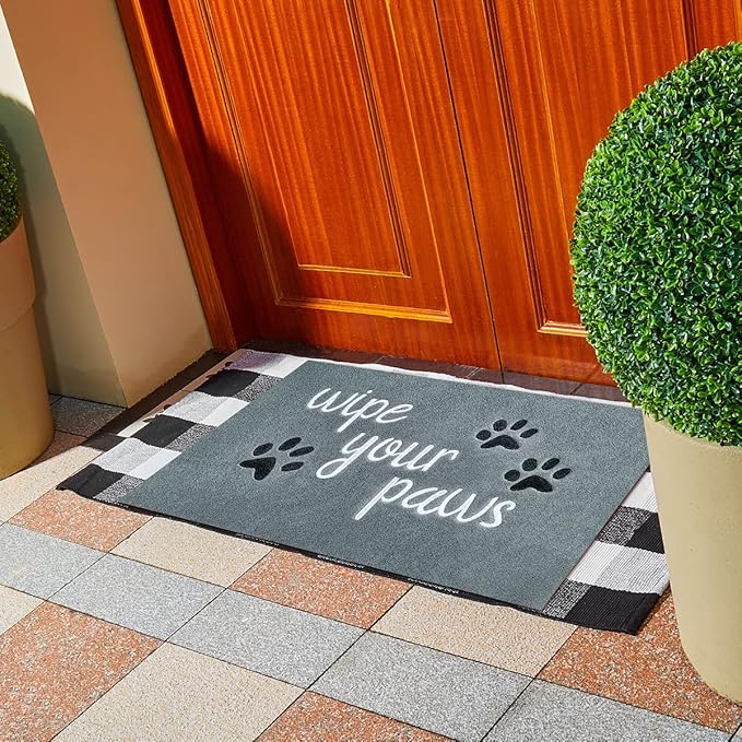 Outside Door Mats for Home Entrance Large Funny Doormat Wipe Your Paws Mats Welcome Mat for Front Door Indoor Outdoor with Non Slip Rubber Mat, 24X36