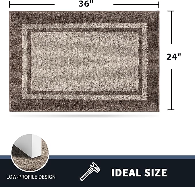 PURRUGS Dirt Trapping Door Mat 24" x 36", Non-Slip Machine Washable Entryway Rug, Entrance Mat, Indoor Front Door Mat, Super Absorbent Entry Rug for Muddy Shoes & Paws, Beige & Grayish Brown