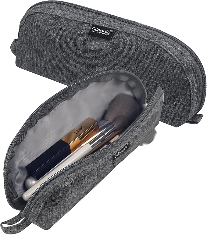 Gloppie Portable Makeup Brush Bag - Compact and Durable Small Cosmetic Case for Daily and Travel Use, Grey