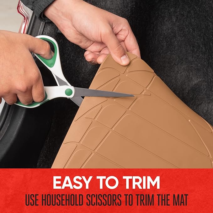 Motor Trend Heavy Duty Utility Cargo Liner Floor Mats for Car Truck SUV, Trimmable to Fit Trunk, All Weather Protection