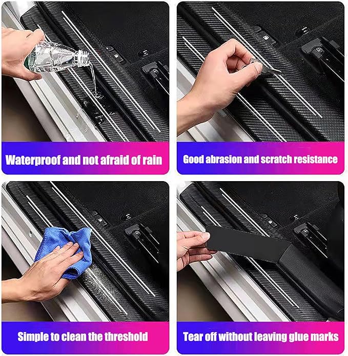 Door sill Protector, Door sill Scratch Protection (Suitable for Most car Models) Anti-Scratch Protection Strips（9PC red）