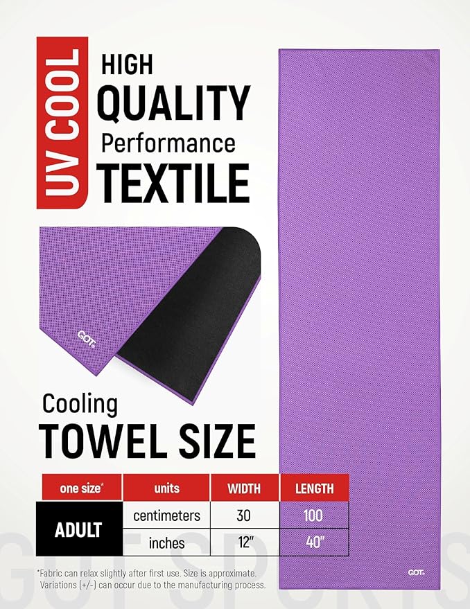 GOT Sports Cooling Towel (40"x12") – Chilly Towel for Neck & Face Wraps - Cooling Rag for Hiking, Gym, Yoga & Workouts