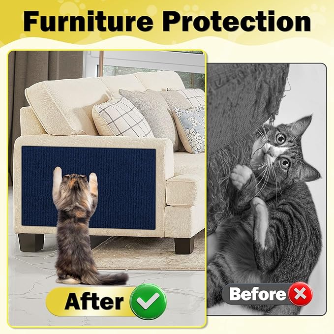 ENONCI 23.6x15.8 Couch Wall Corner Protection for Indoor Cats,Anti Scratch Furniture Protector from Cats Scratching,Trimmable Climbing Cat Scratcher Pad Play Mat Easy Use for Cat Board/Door/Carpet