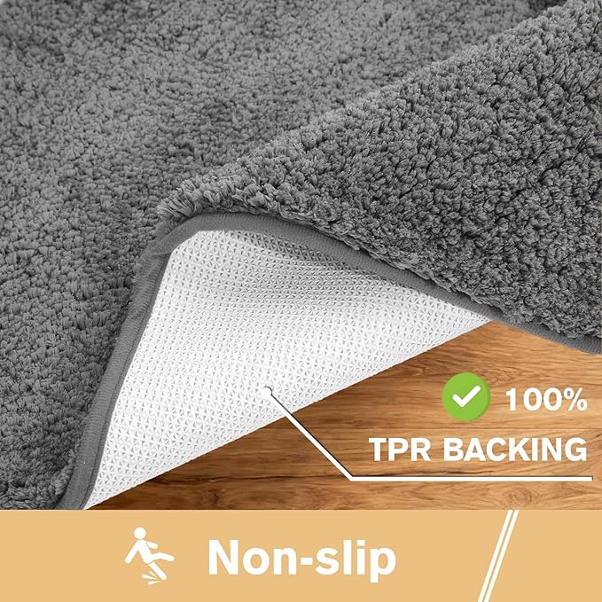 Dark Gray Bathroom Rugs Runner 24"x60" - Long Large Bath Mat, Soft Non Slip Absorbent Microfiber Bathroom Rug, Washable Plush Floor Mat - Perfect for Bedside, Kitchen or Vanity Area