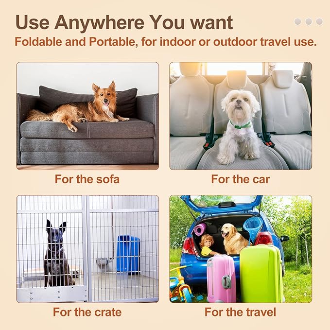 BEAUTYZOO Dog Bed Crate Mat Washable, Dog Kennel Pad for Small Dogs, Anti-Slip Soft Fluffy Puppy Sleeping Mattress for Cages, Durable Cozy Pet Travel Car Bed 24 x 18 Inch, Gray Wheat