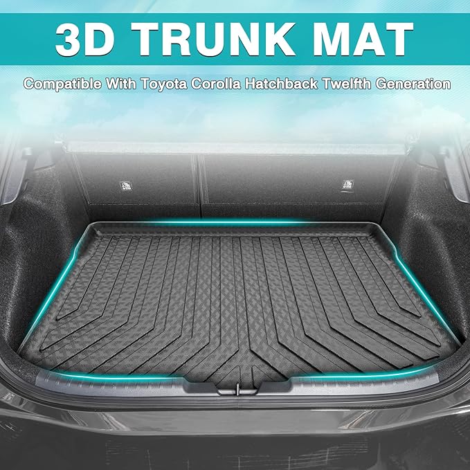 Mixsuper Custom Fit Cargo Liner for 2019-2025 Toyota Corolla Hatchback, Not Fit Sedan Model, All Weather Cargo Mat Rear Trunk Liner Black