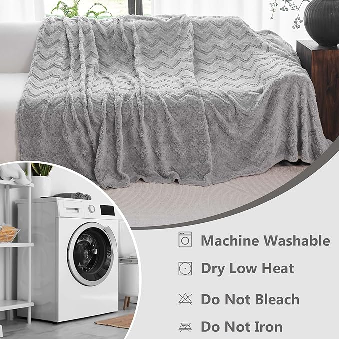 Sherpa Fleece Couch Cover for 3 Cushion Sofa, Grey, 71" x 134" - Pet Proof Sofa Covers Heavy Duty Scratch Resistant Pet Friendly Furniture Cover - Easy Install, Machine Washable